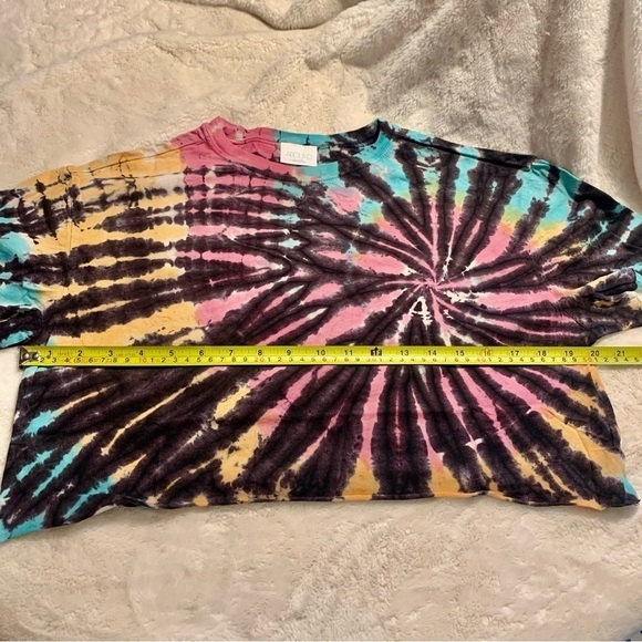 NWT Abound Crop Top Small Tie Dye Cotton Modal Black Teal Pink Yellow Stretch - Picture 12 of 14